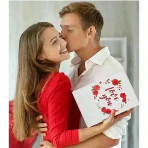 3D Music & Lights Flower Card Red White Greeting Card‎